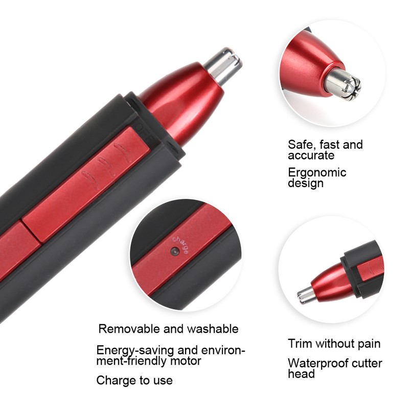 Professional Electric Eyebrow Trimmer Nose Hair Cutter Trimming Machine Red