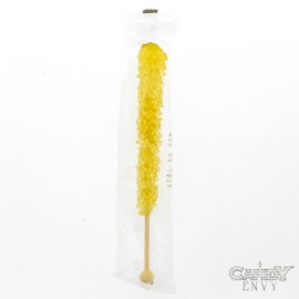 Gold Rock Candy on a Stick - Pack of 24 - Original Sugar Flavor - Individually Wrapped