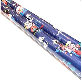 GCM Christmas Holiday Character Themed Wrapping Paper Bundle w/Exclusive Grancie's Stocking Stuffer (2 Rolls 20 SQFT Each Cut Lines On Reverse Side) Classic Characters from Christmas Stories