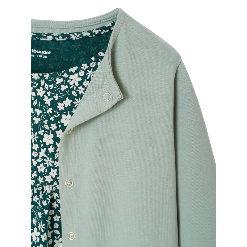 Vertbaudet Girls Sweat Jacket & Floral Dress Set, grey