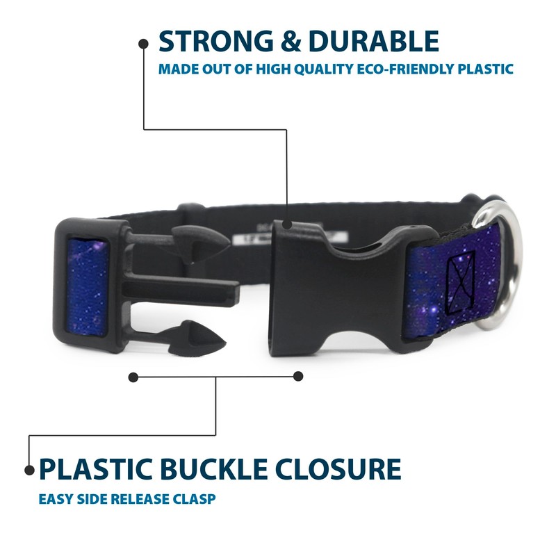 Buckle Down Plastic Clip Collar - Galaxy Blues/Purples - 1/2"