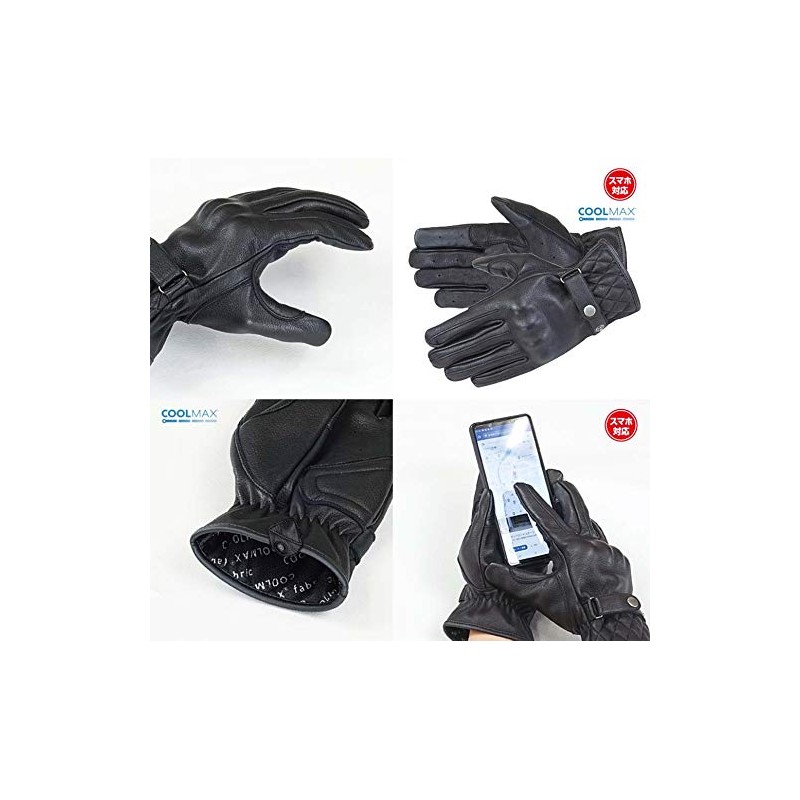 Rough & Road RR8525BK2 Comfort Knuckle Leather Gloves DS BK