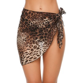 Ekouaer Womens Short Sarong Wrap Beach Sheer Chiffon Cover Up Swimwear Wrap