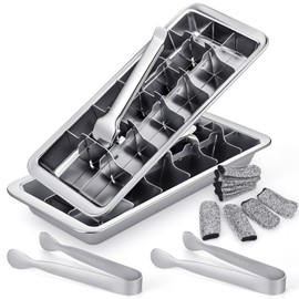 Booson 2 Set Stainless Steel Ice Cube Tray 18 Slot Metal Ice Cubes Trays