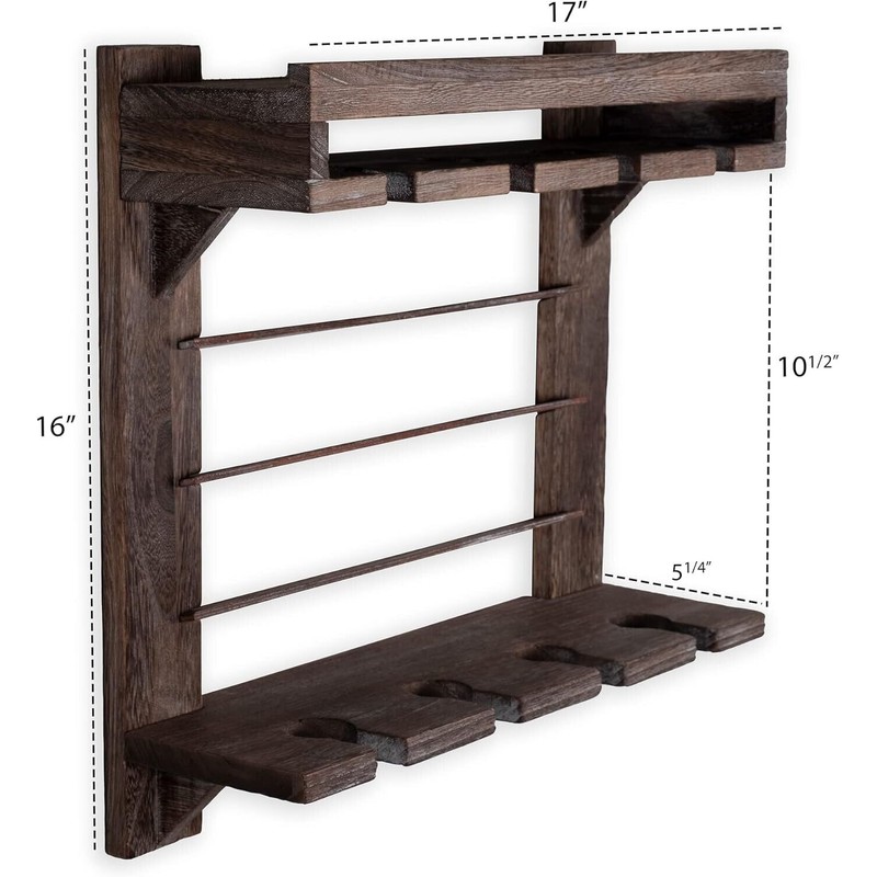 Rustic State Stemware & Wine Holder Wall Mounted Shelf -