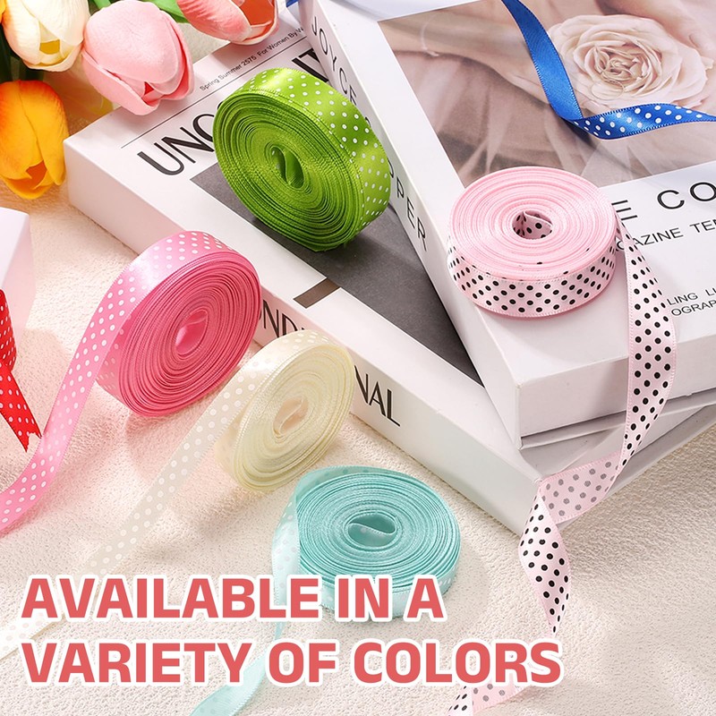 PATIKIL Polka Dots Grosgrain Ribbon 5/8 Inch, 10 Yard Spool