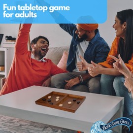 Pacific Shore Games Wooden Sling Puck Game, Table Top Hockey Games, 2 Player Indoor & Outdoor Fun, 14 inch Travel Size Board Game, Drinking Games for Adults