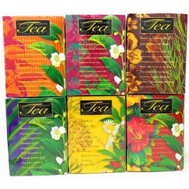 Tropical Tea Assortment, 6 All-Natural Flavors, 120 Tea Bags Blended and Packed in Hawaii (Pack of 6)
