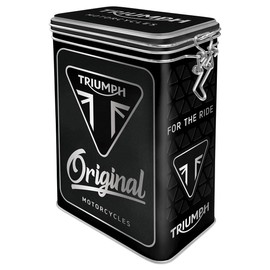 Nostalgic-Art Retro coffee tin box, 1.3 l, Triumph – Original Motorcycles – Gift idea for motorbike accessories fans, metal clip top tin, vintage design