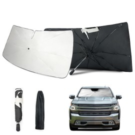 RASPILLERE 2019-2025 Upgraded for Chevy Silverado 1500 Sunshade, Portable Foldable Sunshade, [Nano Ice Crystals Coating] UV Protection, Keeps Interior Cool (for Chevy Silverado 1500 2019-2025)