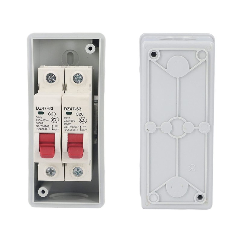 2 Way Distribution Box, AC 230V/400V C20+C20 Power Circuit Breakers