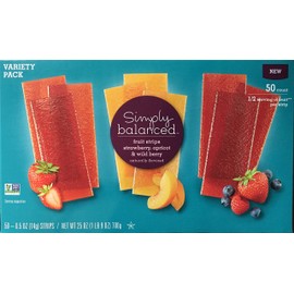 Simply Balanced Fruit Strips Strawberry, Apricot & Wild Berry Variety Pack, 48 - 0.5 oz Strips