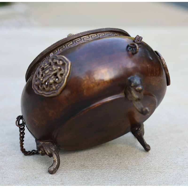 DharmaObjects Tibetan Traditional Hanging Incense Burner Copper (6 x 4.5