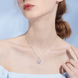 VONALA Unicorn Necklace 925 Sterling Silver Crescent Moon Pendant Necklace Animal Jewellery Gifts for Women Girls