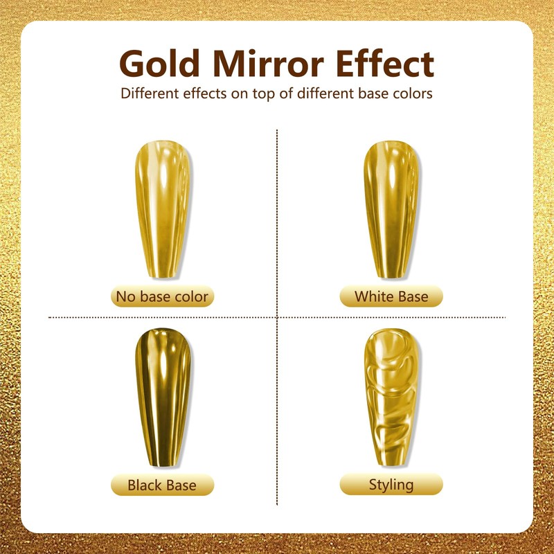 Holographic Mirror Nail Chrome Powder Effect Metallic Dust Sequins UV