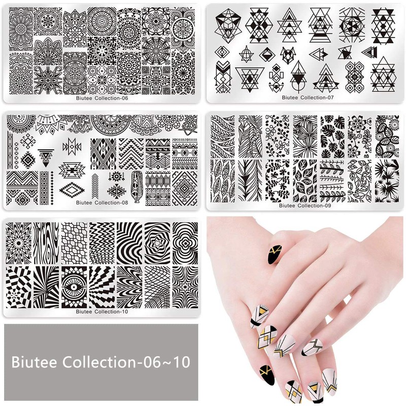 Biutee Nail Stamper Kit 15pcs Stamping Schablone+1pcs Nagel Stempel+2pcs Schaber+1pcs