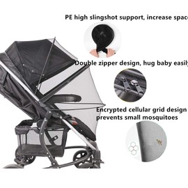 Stroller Sun Shade - Universal Baby Stroller Sun Cover, Sunshade for Stroller, Pram, Pushchair, Buggy and Carrycot with Strong UV Protection (Mosquito Net)