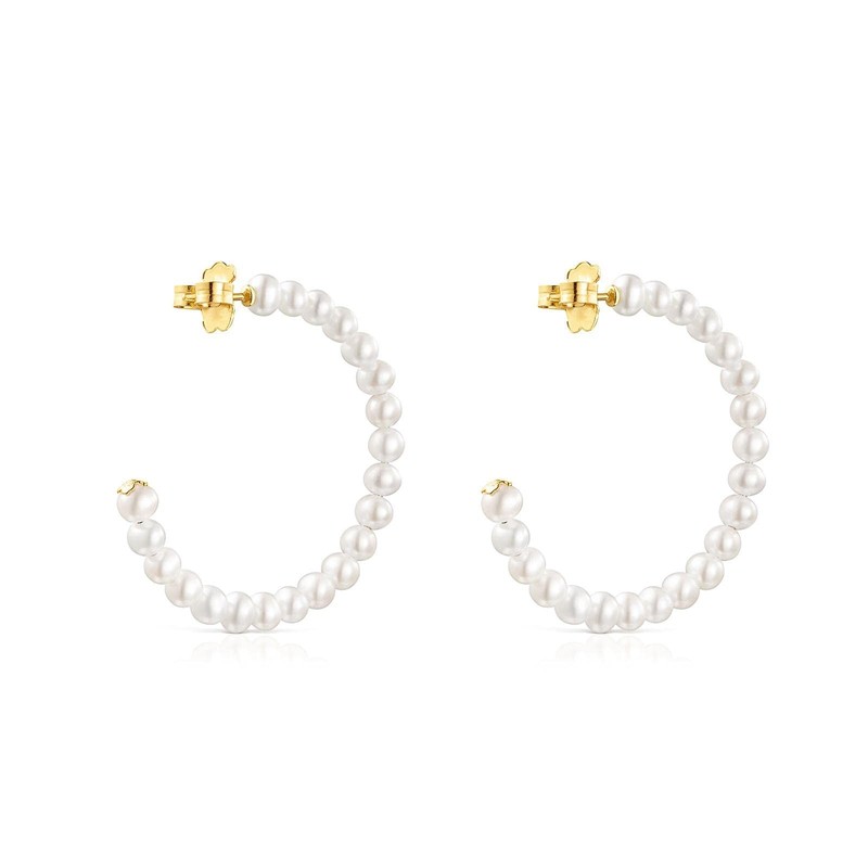 TOUS Gloss Pearl Hoop Earrings, 35mm
