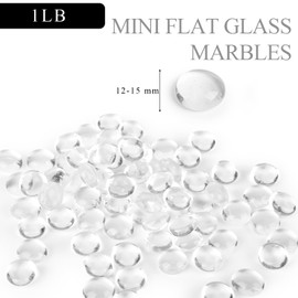 VGOODALL Clear Glass Pebbles 450g, 160-180PCS Mini Glass Beads for Vases Glass Stones Flat Glass Marbles for Garden Fish Tank Home Decor