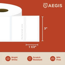 Aegis Adhesives - 3” X 1.5” Direct Thermal Labels for Shipping & Postage, Perforated & Compatible with Rollo, Zebra, & Other Desktop Label Printers (10 Rolls, 900/Roll)