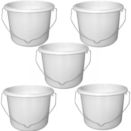 5 x 1LTR Plastic Paint Kettle - Painter & Decorators Paint Pot Bucket