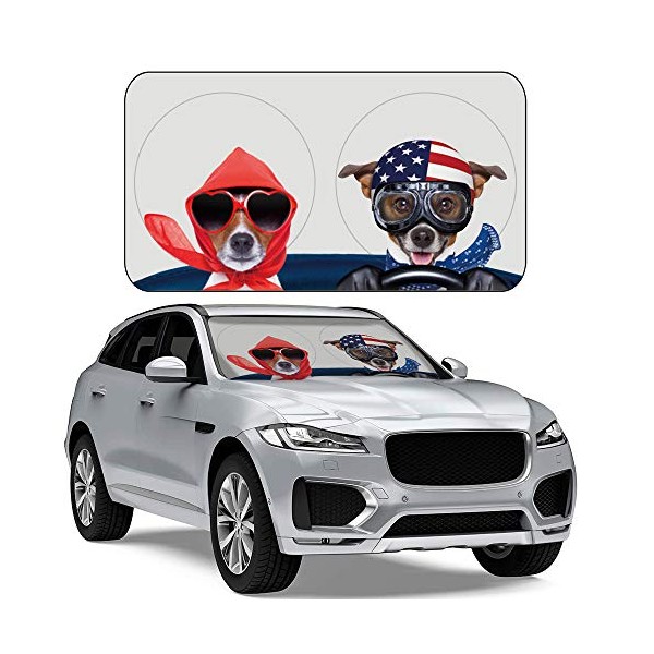 IC ICLOVER Car Windshield Sunshade with Pet Design, Cute Cartoon