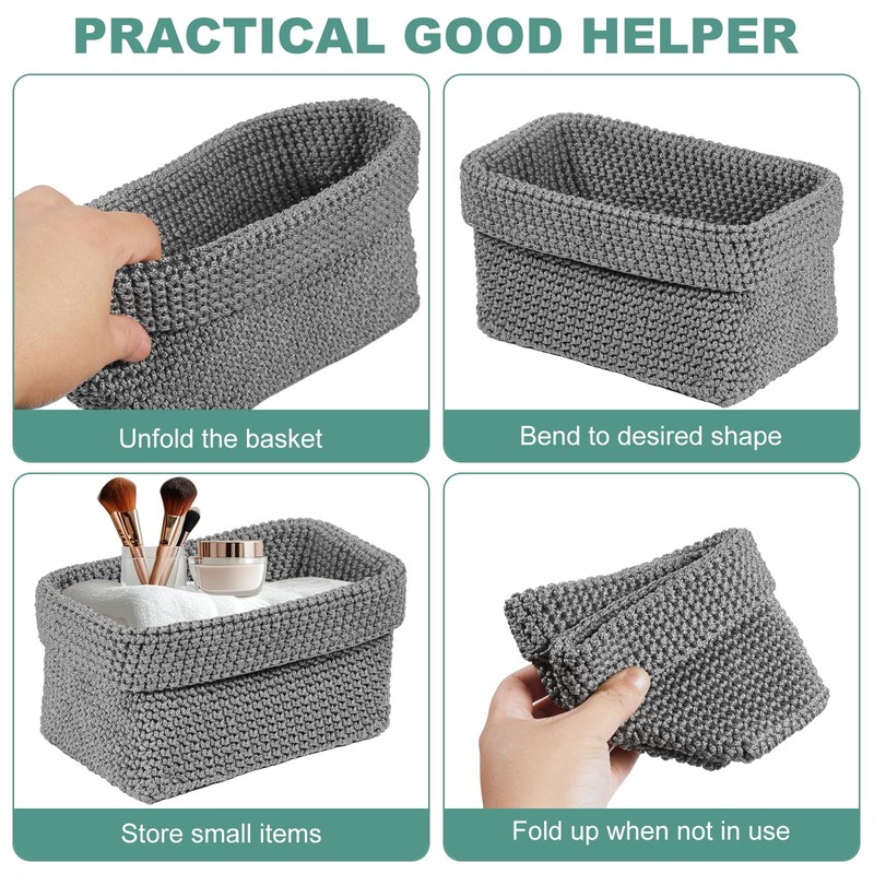 Set of 2 Braided Storage Baskets, Bathroom Stackable Storage Baskets,