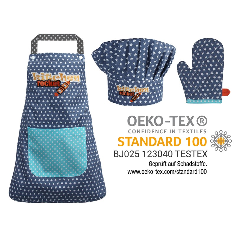 Emily´s Check Kitchen Rocket Kitchen Apron & Oven Glove for