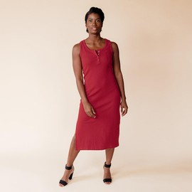 Of an Origin Women's Organic Cotton Sleeveless, Women's Ribbed Dress, Rust, XS