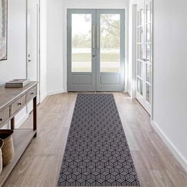 NINXANG Hallway Runner Rug 3FTx6FT Washable Non-Slip Rubber Back Area Rug Indoor Outdoor Rug Carpet Door Mat for Floor Entryway Bathroom Laundry Room Foyer Balcony Kitchen Bedroom Black&White
