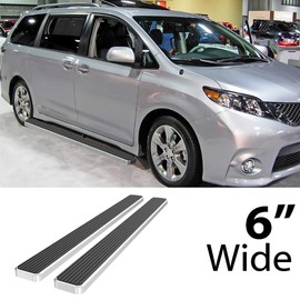 HD Ridez Running Board Side Step Bars 6" Silver Compatible with Toyota Sienna 2011-2020 (Exclude SE model) (Nerf Bar Side Steps Side Bars)