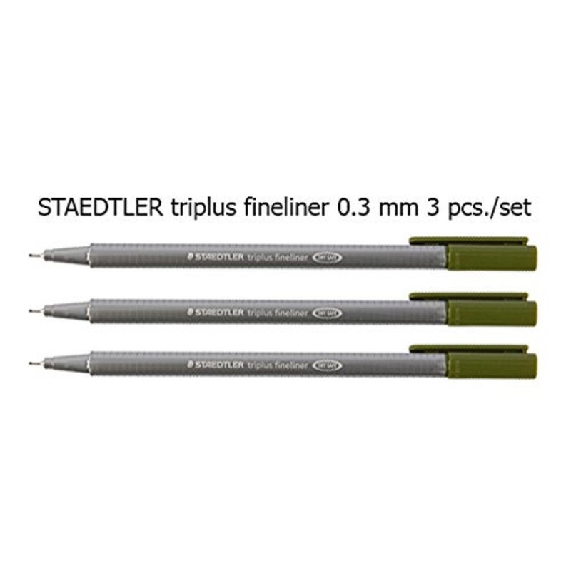 Staedtler Triplus Fineliner 334-57 Tips - Olive Green 3 Pens