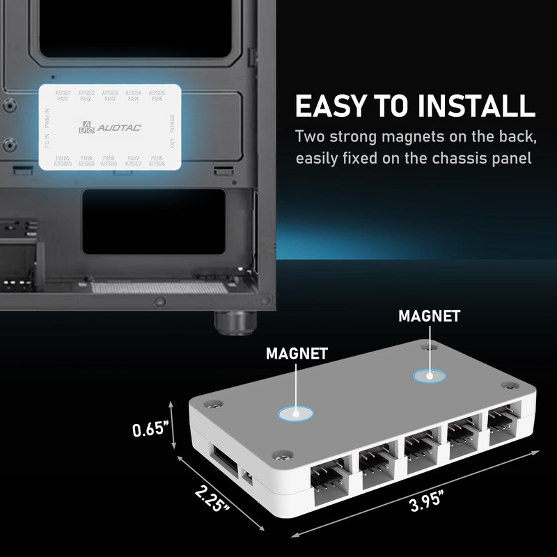Auotac ARGB Controller PWM Fan Hub with RF Remote, (Connect