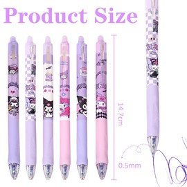Zamety Erasable Ballpoint Pen, A Set of 12 Children's Cartoon Press Gel Pens, Erasable, Practical Cartoon Ku-romi Erasable Pens, School Office Gifts, Suitable for Students