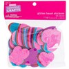 Valentine's Day Glitter Heart Stickers - Red, Pink, Purple, Blue
