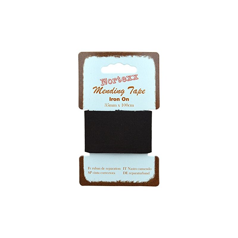 Nortexx Iron On Repair Tape-Black, 100% Cotton, 14 x 8