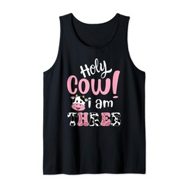 Holy Cow Im Three Birthday Decorations Girl 3 Year Old Bday Tank Top