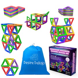 Desire Deluxe Magnetic Building Blocks 30pc Construction Toys Set for Kids Game | STEM Creativity Educational Magnets Toy Blocks for Boys Girls Age 3 4 5 6 7 Year Old