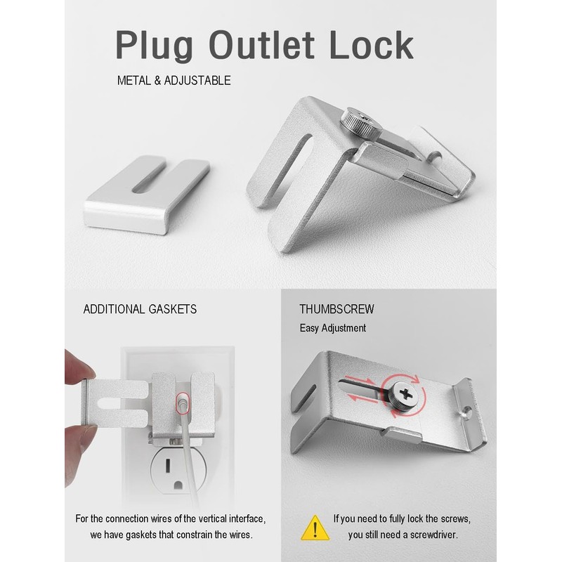 Charger Lock to Outlet, ILIVABLE Adjustable Metal Outlet Lock, Firmly