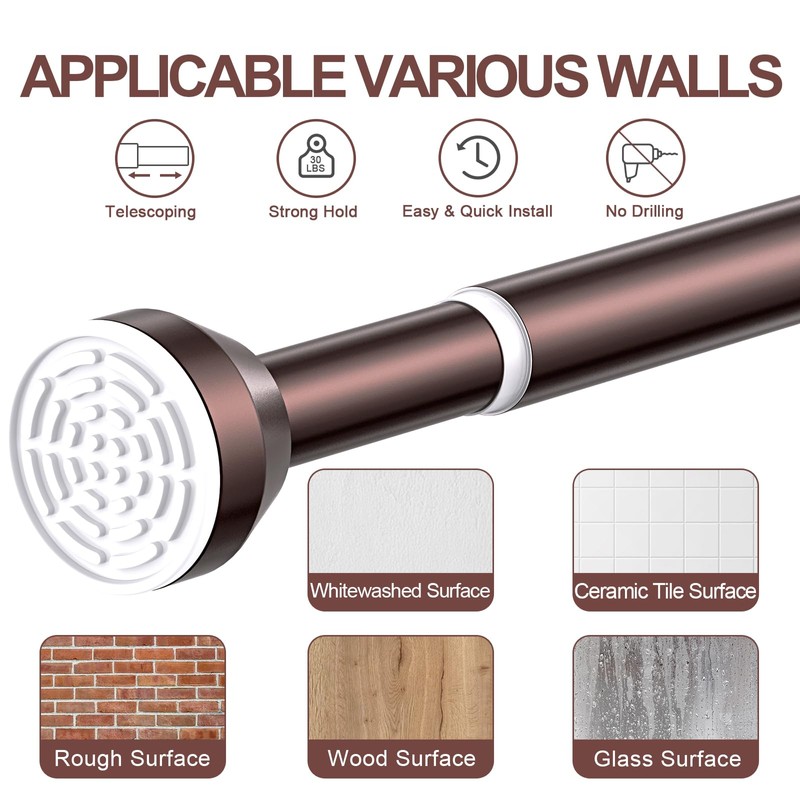 TEECK Shower Curtain Rod, 32-79 inch Adjustable Tension Spring, 1