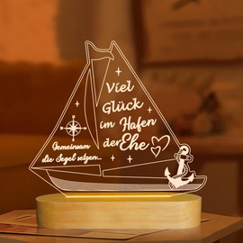 Ammonite Wedding Gifts for Newlyweds, Night Light, Warm White Light, Wooden Base Lamps, Gifts Bedroom Decoration