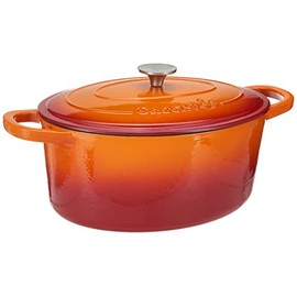 Crock Pot Artisan Oval Enameled Cast Iron Dutch Oven, 7-Quart, Sunset Orange