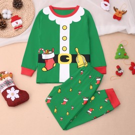 Codkkre Christmas Pyjamas Kids Toddler Boys Girls Xmas Pjs Santa Claus Unisex Sleepwear Long Sleeve Cotton Nightwear Outfit, Style 5, 2-3 Years