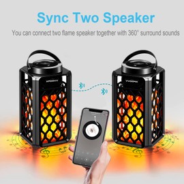 2 Pack Outdoor Bluetooth Speakers, Portable Led Flame Speaker Waterproof with Torch Atmosphere 10w Enhanced Bass for Patio Porch Garden Home Backyard Decor, Gifts for Men Women Couples Dads Moms