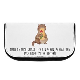 Mr. & Mrs. Panda Otter Bouquet Cosmetic Bag, White, Hand Drawn