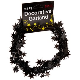PARTY DECO Foil Star Garland, 25', Black