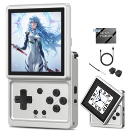 Anbernic RG Rotate Retro Handheld Game Console, 3.5-Inch Rotating Touchscreen, Android 12, T618, 3GB+32GB, Aluminum Alloy Portable Gaming Device with Adjustable Shoulder Buttons (Aurora Silver)