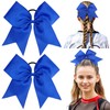 CN 2pcs Cheer Bows for Cheerleaders, Blue Cheerleading Hair Bows