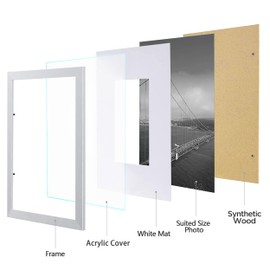 eletecpro 12x12 Picture Frames Set of 9 Modern Gallery Wall Frame Set Displays 8x8 Photo with Mat or 12x12 without Mat, Silver Square Photo Frames for Collage Wall Decor by Hanging, Gallery Wall Art