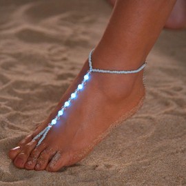 IQPDYV Ankle Bracelets for Women Elastic Luminous Beaded Anklets Adjustable Boho Beach Anklets Foot Jewelry for Beach Party, no, Acrylic, no gemstone